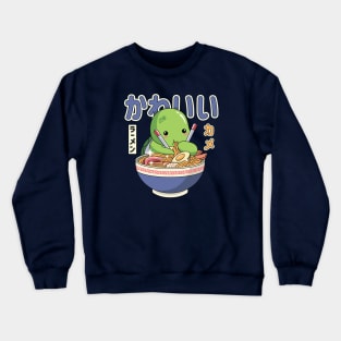 Kawaii Turtle Enjoying Ramen Crewneck Sweatshirt